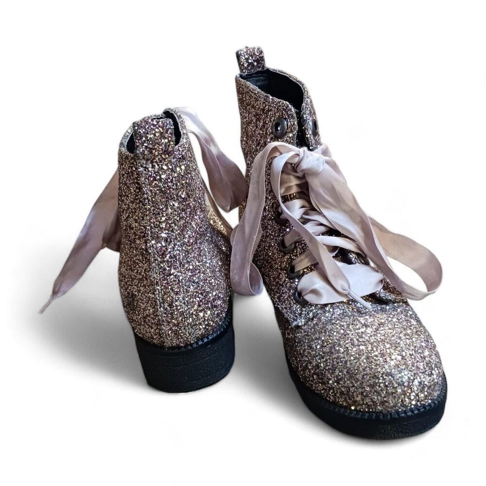 Dirty Laundry Pink Glitter Combat Boots - Picture 14 of 16